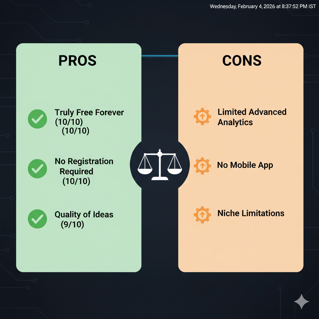 TrendStuffs Video Booster pros and cons comparison visual with ratings and improvement areas