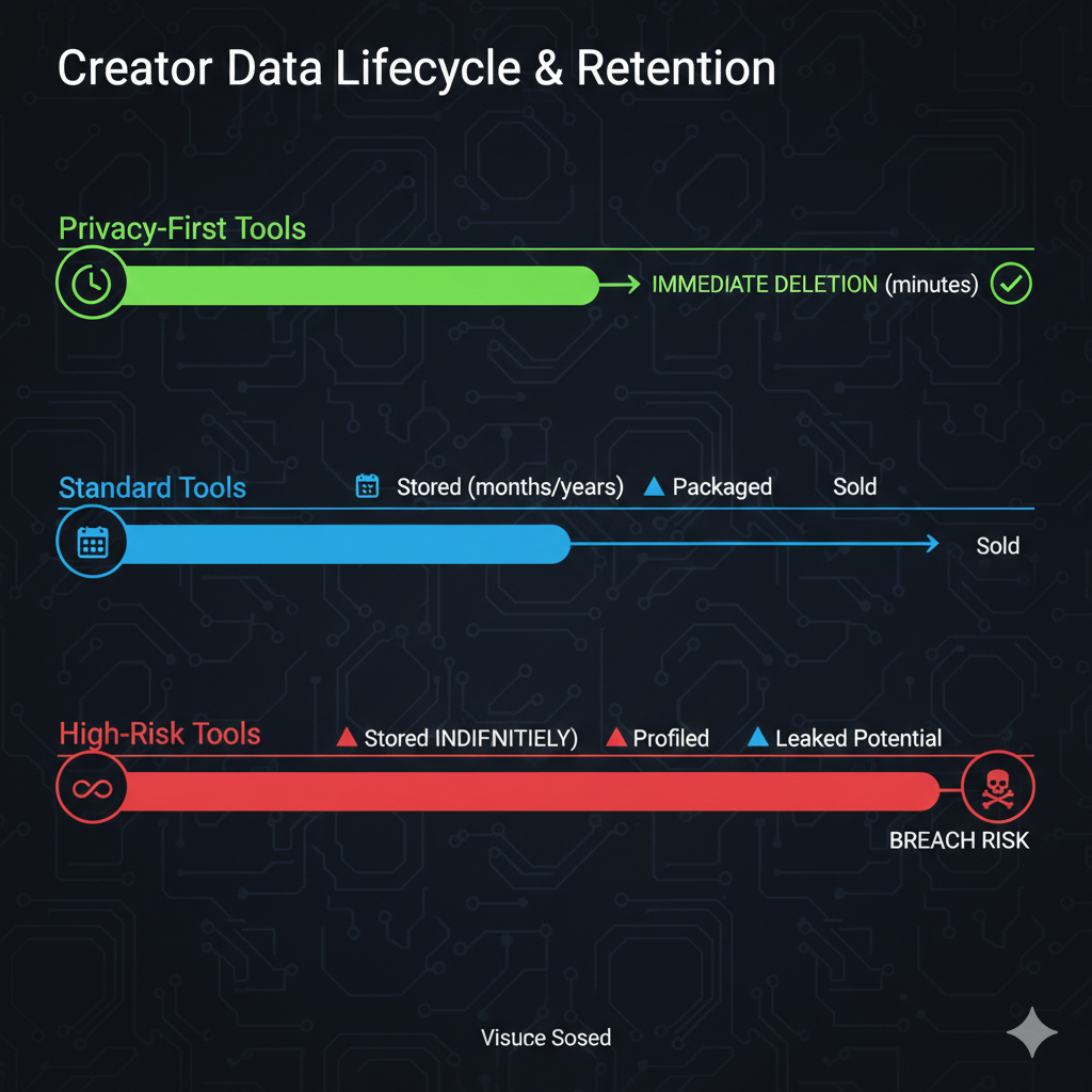 Side-by-side comparison of traditional data-hungry tool interface versus clean privacy-first tool interface